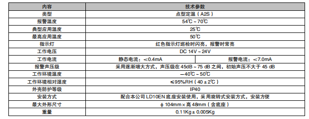 福建利達JTW-ZDM-LD3301EN/C 點型家用感溫火災(zāi)探測器（A2S）（編碼型）接線安裝技術(shù)
